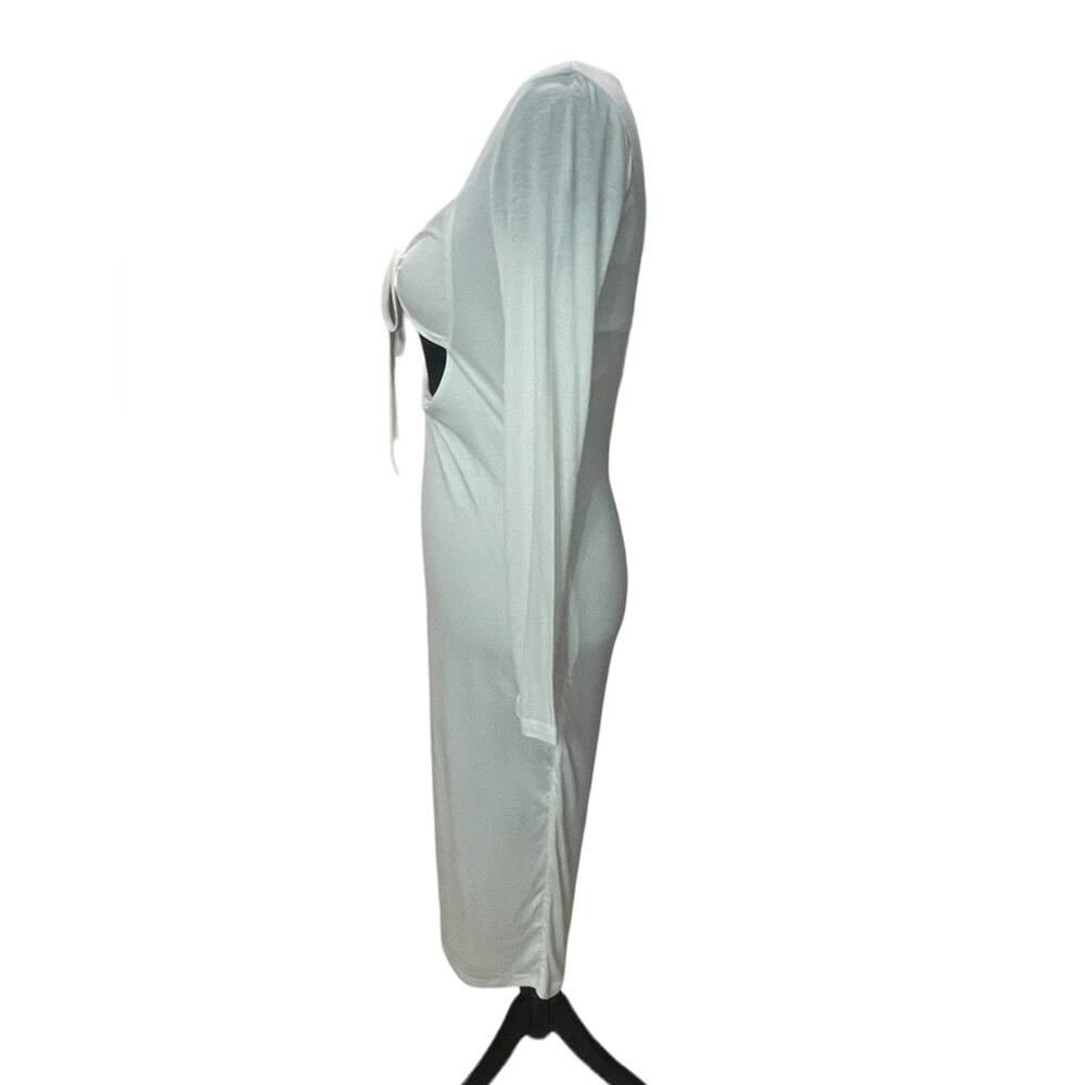 New ~ AREA STARS ~ Cutout Shimmer Midi Dress In White L - Picture 5 of 9